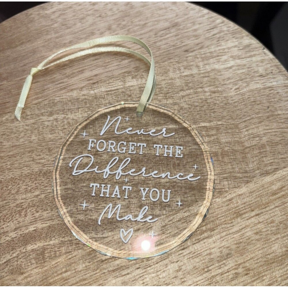 Never Forget The Difference You Make Glass Ornament-Christmas-Thank You-Gifts